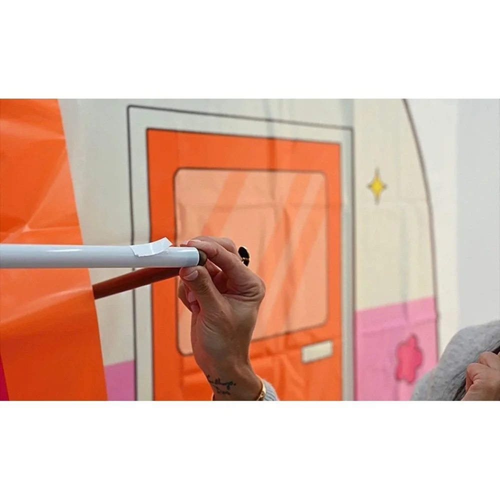 Retro‎ Groovy Camper 3D Party Backdrop Kit Pink Orange Photo Booth Decoration